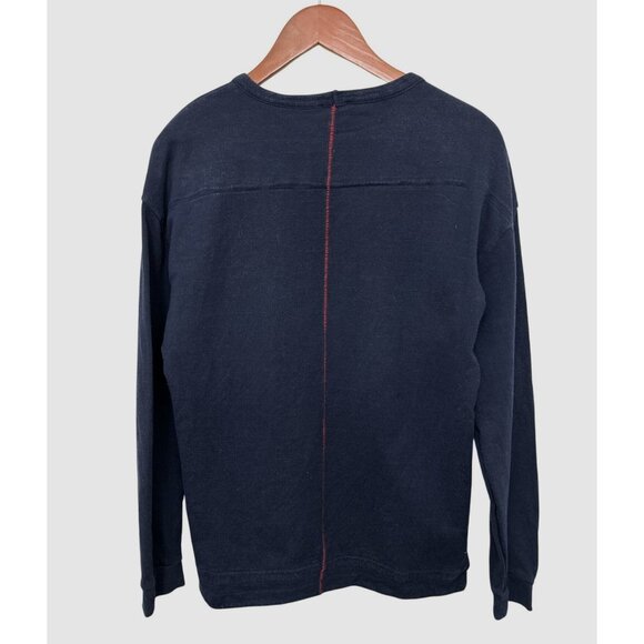 HOME CORE Aquae Sweatshirt Blue Cotton Red Stripe Size Small - Picture 2 of 13